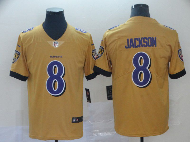 Men Baltimore Ravens #8 Jackson Yellow Nike Limited NFL Jersey->baltimore ravens->NFL Jersey
